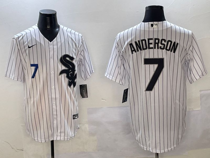 Men Chicago White Sox #7 Anderson White Stripe Game 2025 Nike MLB Jersey style 4->chicago white sox->MLB Jersey